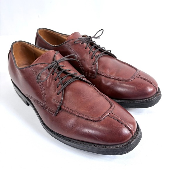 Allen Edmonds Dellwood Shoes Cognac Leather Split Toe Derby Men 8.5 E Vibram